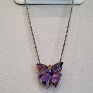 New Authentic venetian murano glass butterfly long necklace